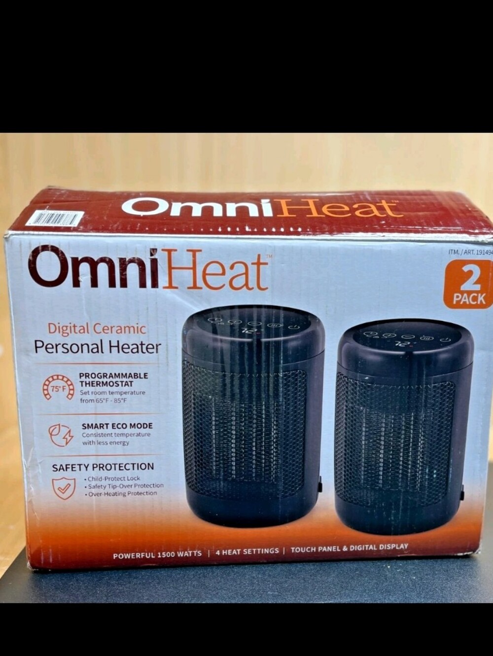 OmniHeat Digital Ceramic Personal Heater-2 Pack